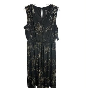 Elegant Black Floral Midi Dress